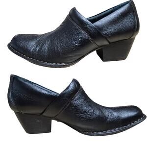 Born Black Pebble Leather Women's Mules Shoes Clogs Size 41.5 US 9